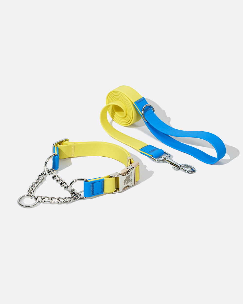 Aqua PVC Waterproof Martingale Collar and Leash Set - Mini Yellow