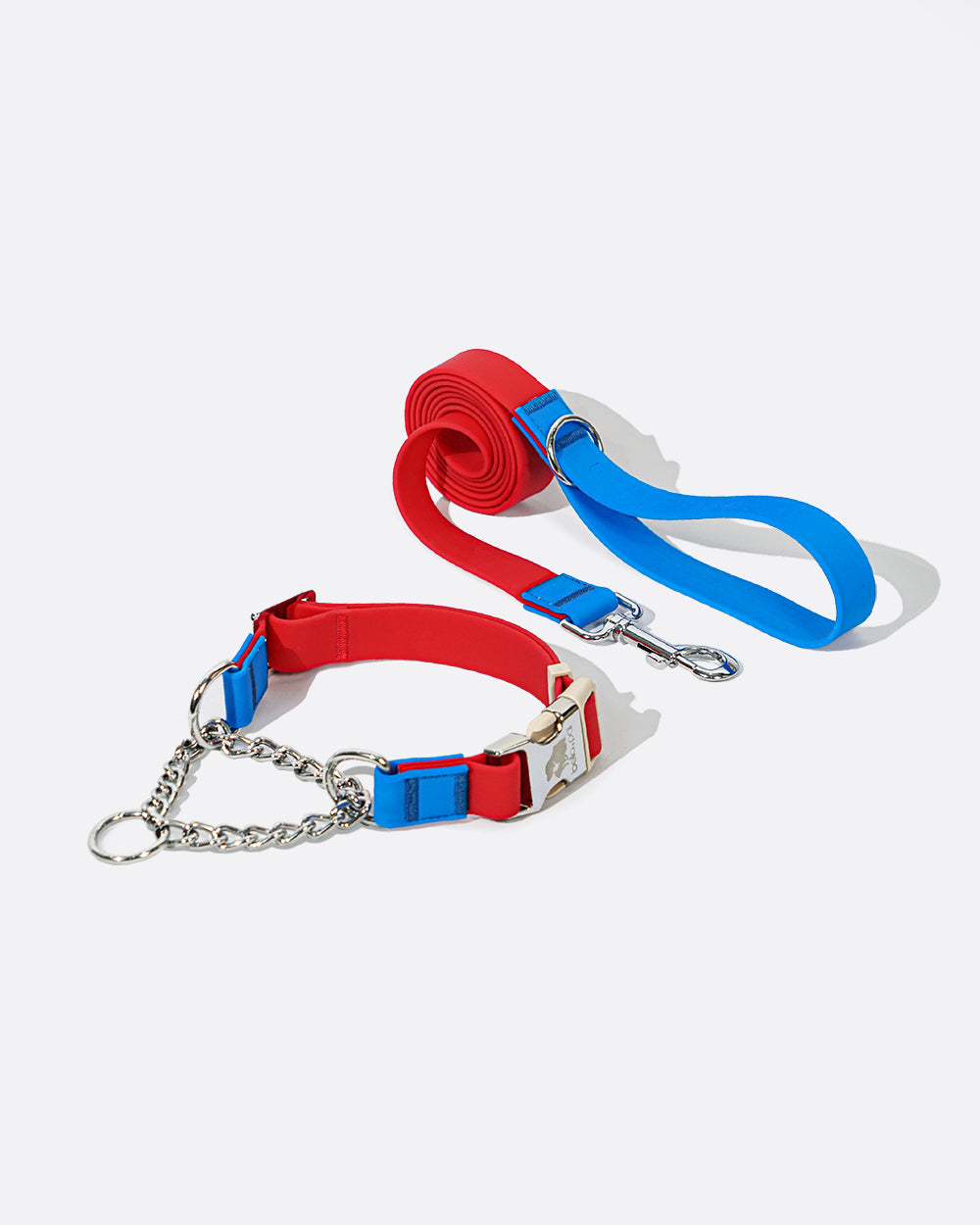 Aqua PVC Waterproof Martingale Collar and Leash Set - Hero Red