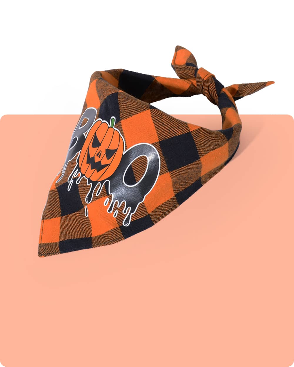 Halloween Dog Bandana - Orange Plaid