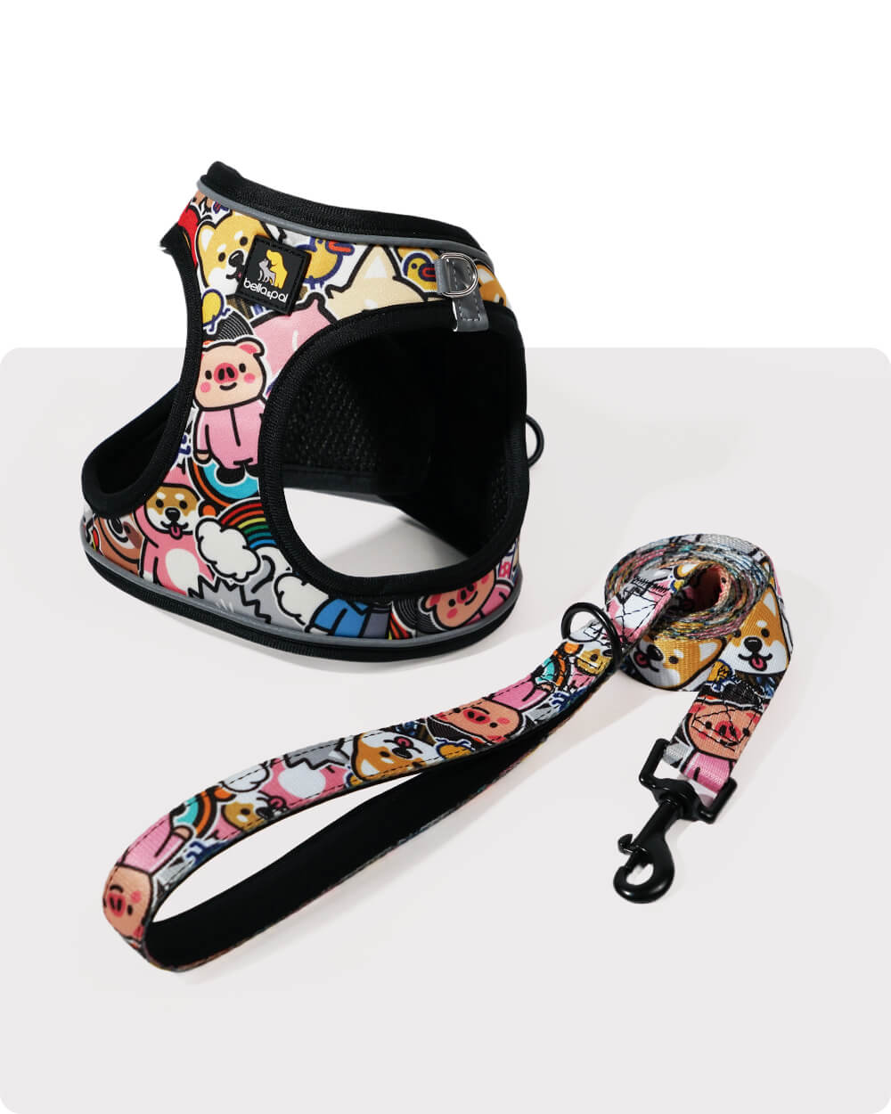 Bella & Pal × PJai & Friends OxyMesh Velcro Step-in Harness Set - Cuddle Club - stringsmall