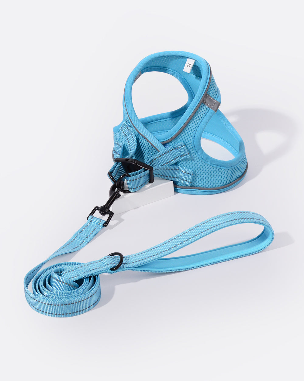 踏入式空氣感透氣寵物胸背帶連牽繩組合 - 晴天藍