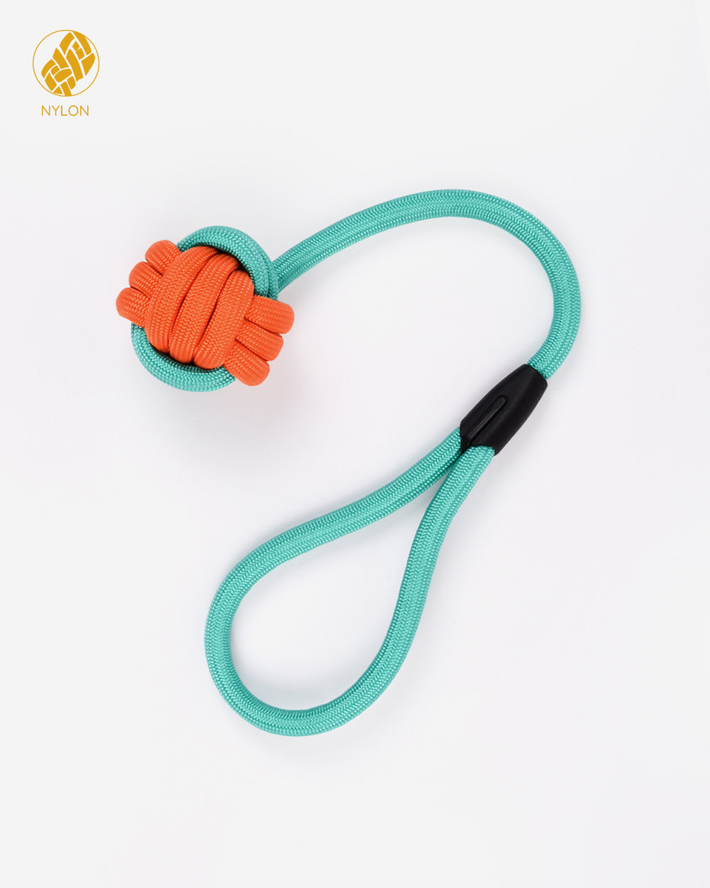 尼龍繩和球拖輪玩具帶環 - 橙綠色