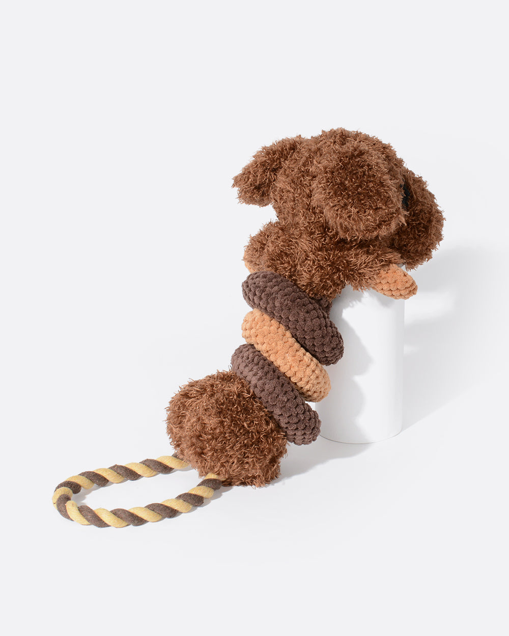 Squeaky 毛絨绳索玩具 - 捲捲狗