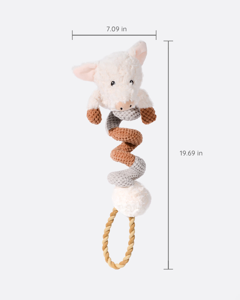 毛絨吱吱繩玩具 - 扭扭小豬
