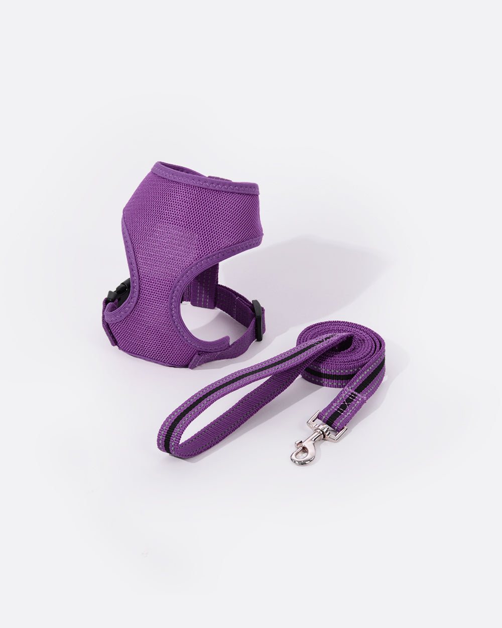 空氣感透氣寵物胸背帶連牽繩組合 - 亮紫羅蘭色