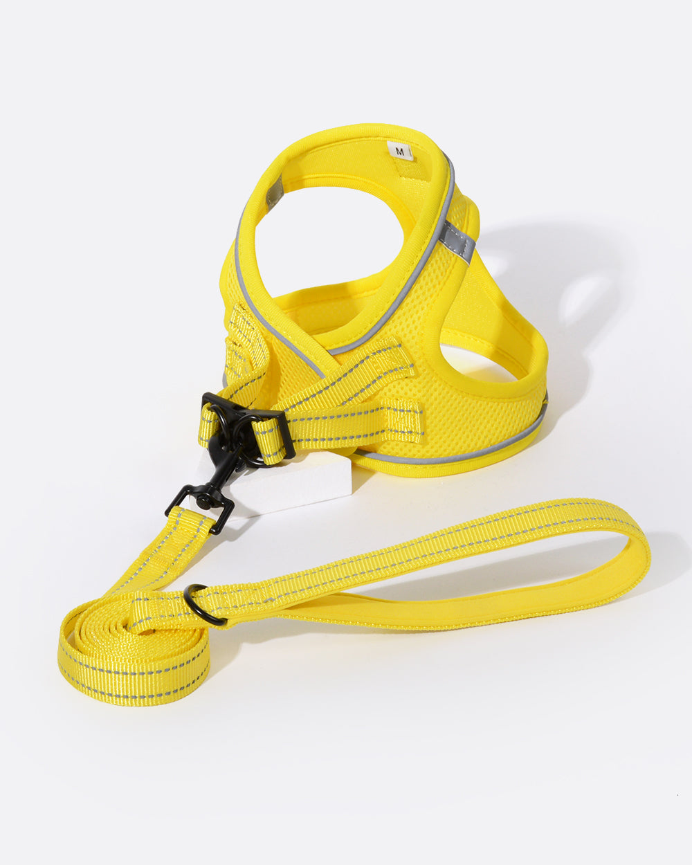 踏入式空氣感透氣寵物胸背帶連牽繩組合 - 檸檬黃
