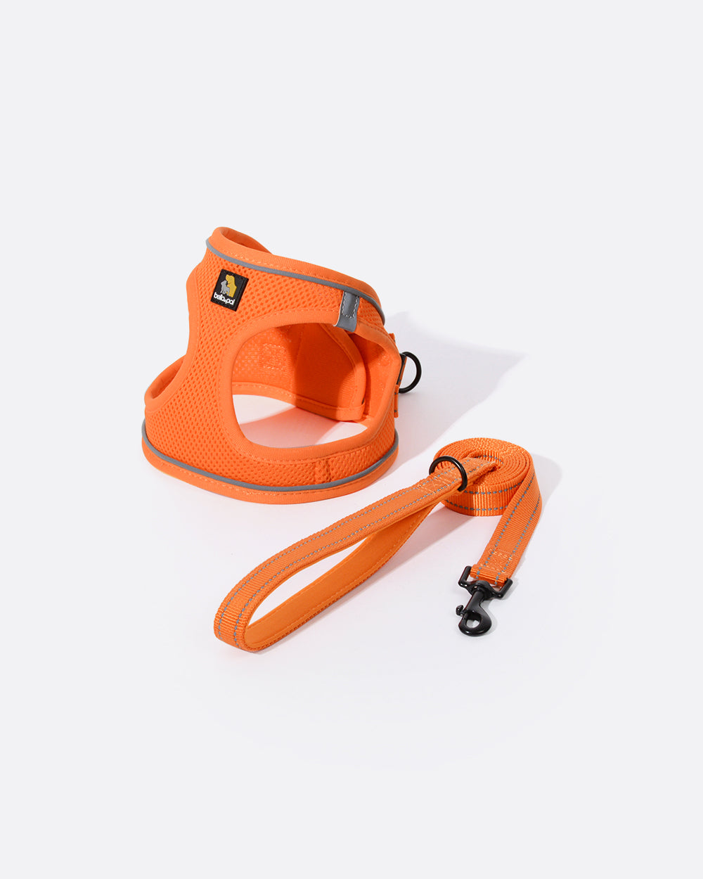 踏入式空氣感透氣寵物胸背帶連牽繩組合 - 螢光橙