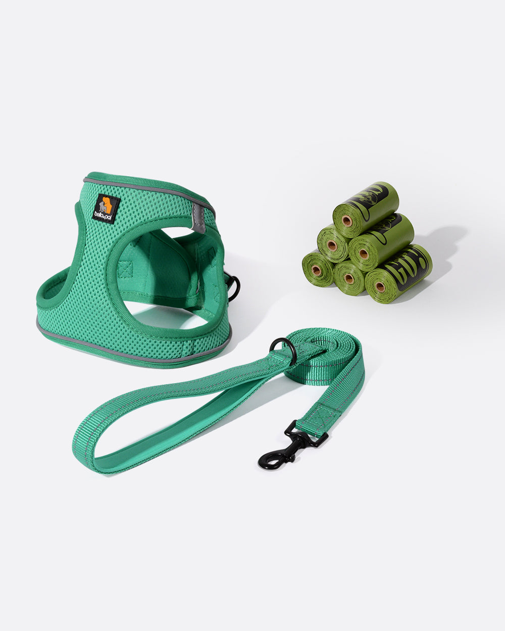踏入式空氣感透氣寵物胸背帶連牽繩散步Combo - 湖泊綠