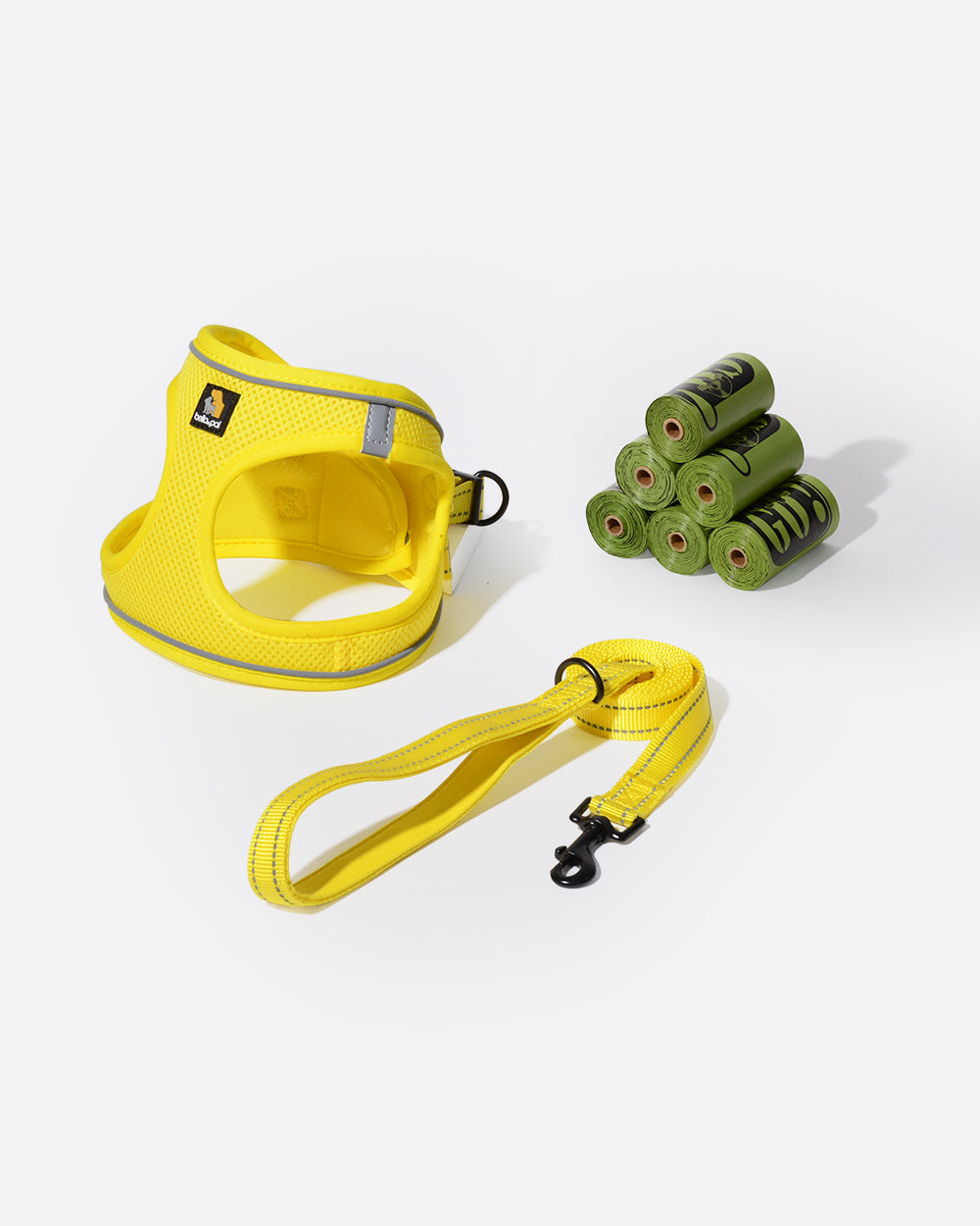 踏入式空氣感透氣寵物胸背帶連牽繩散步Combo - 檸檬黃