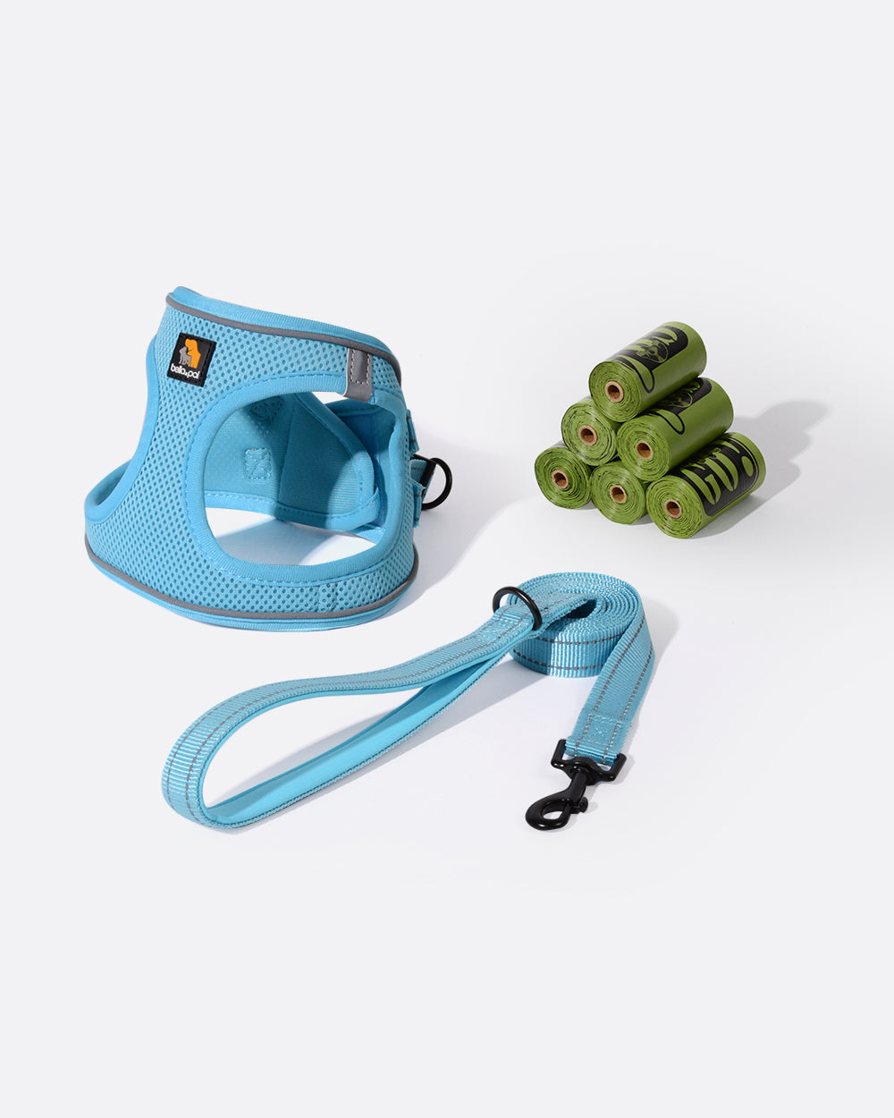 踏入式空氣感透氣寵物胸背帶連牽繩散步Combo - 晴天藍